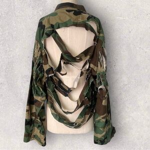Vintage Camouflage Army Jacket Cropped Reworked XL
